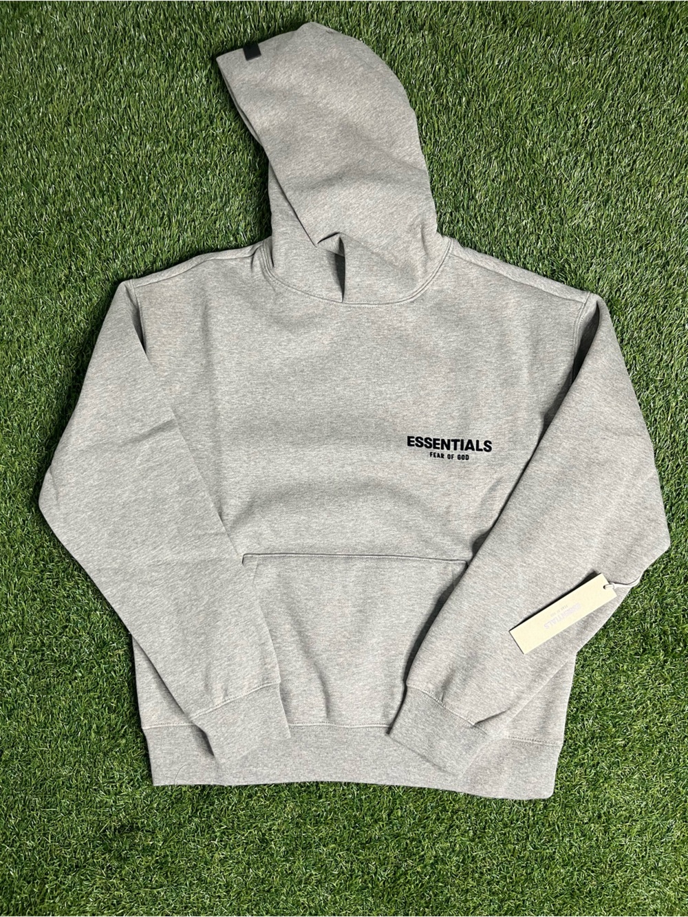 ESSENTIALS Men’s Light Gray Pullover Hoodie with Logo